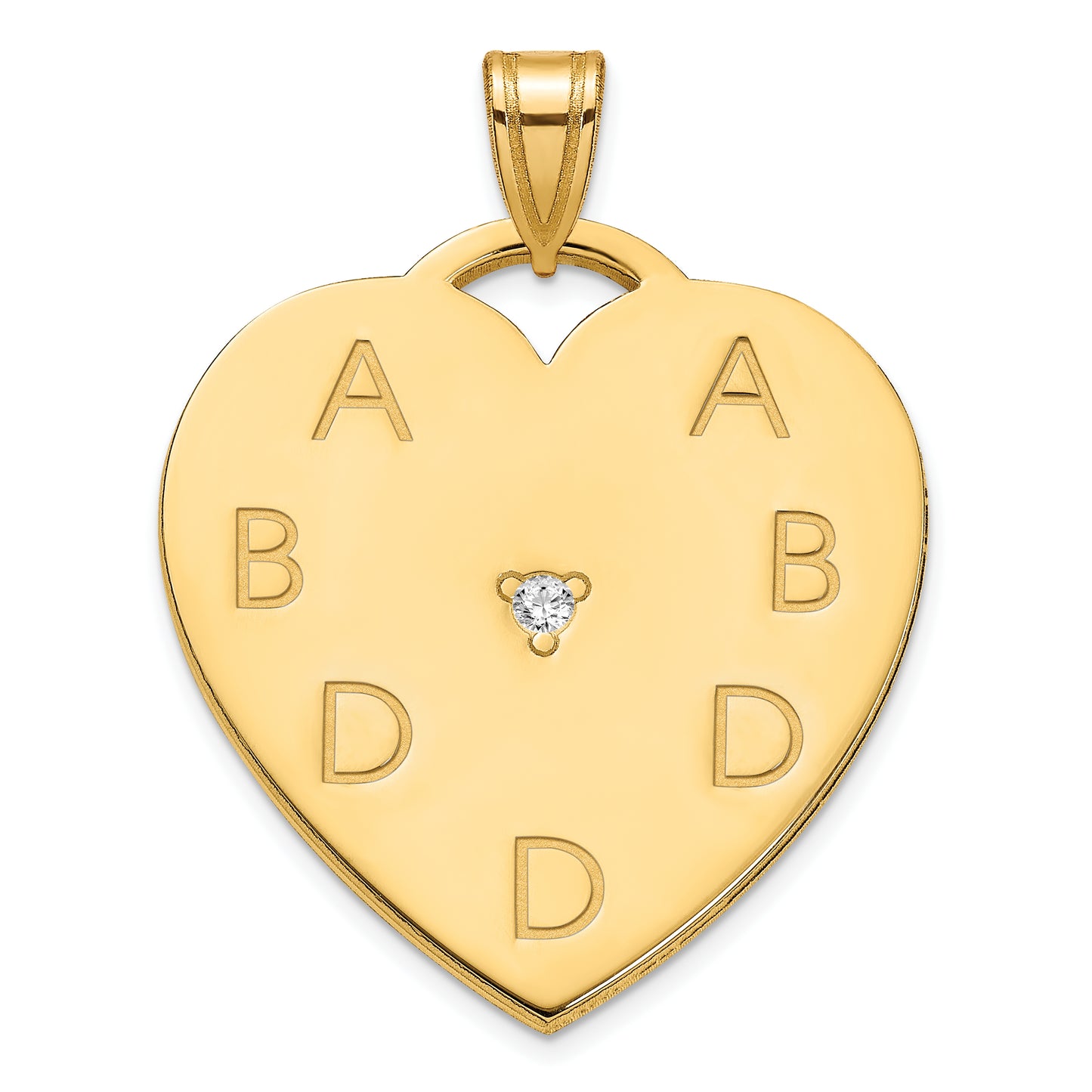Sterling Silver Gold Plated Polished 7 Letter Charm with Diamond