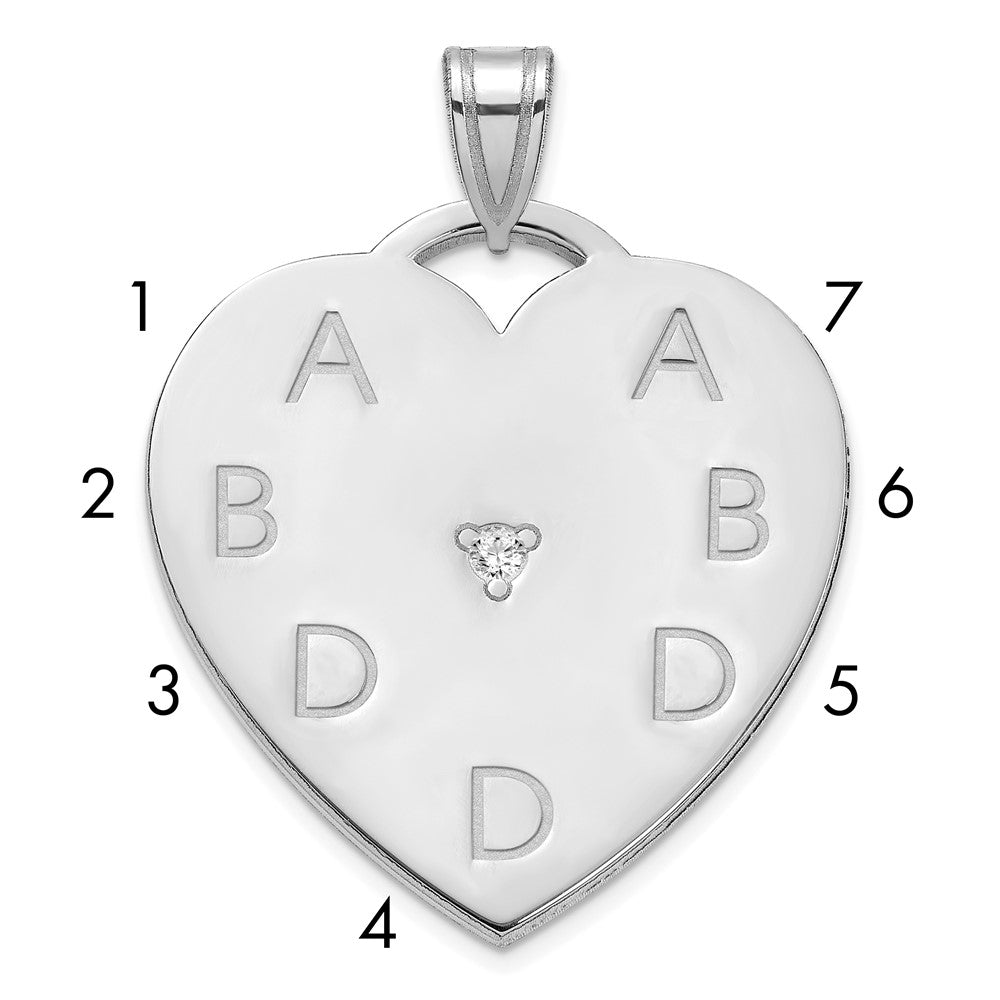 Sterling Silver Polished 7 Letter Charm with Diamond