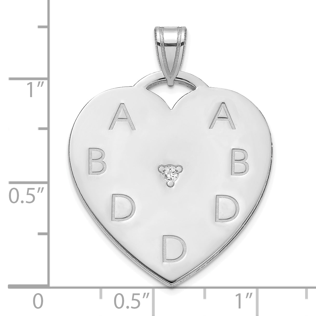 Sterling Silver Polished 7 Letter Charm with Diamond