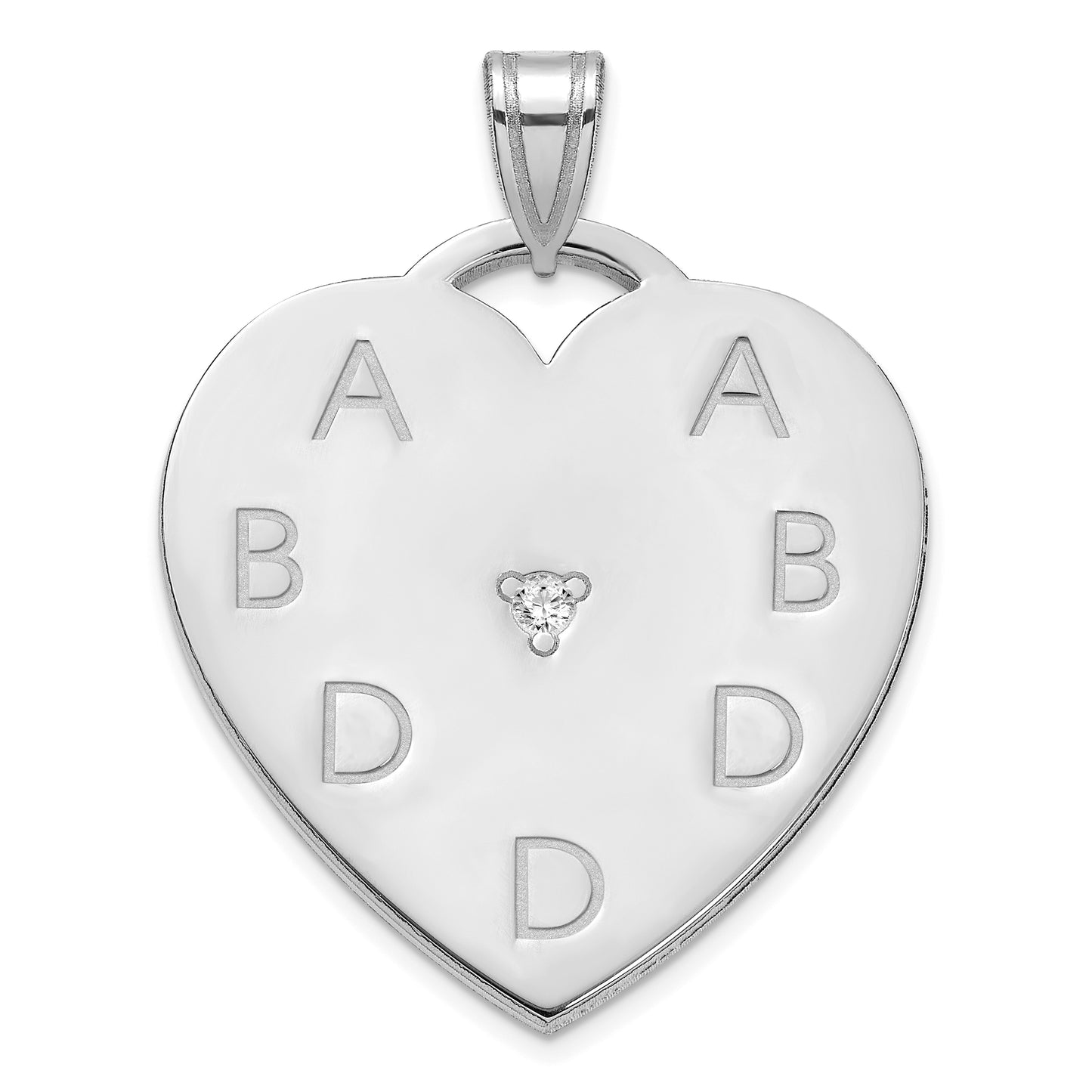 Sterling Silver Polished 7 Letter Charm with Diamond