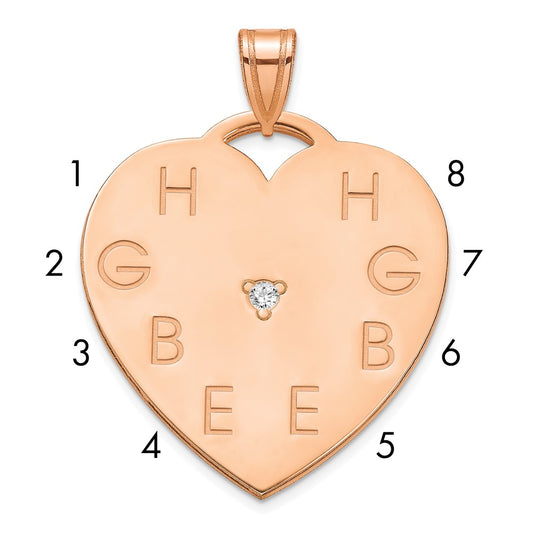Sterling Silver Rose Gold Plated Polished 8 Letter Charm with Diamond