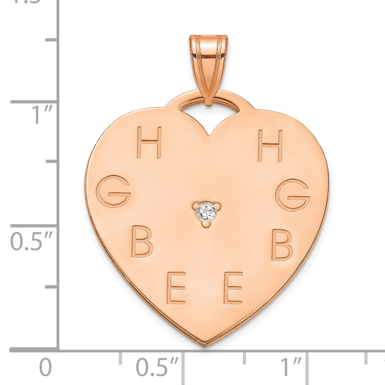 Sterling Silver Rose Gold Plated Polished 8 Letter Charm with Diamond