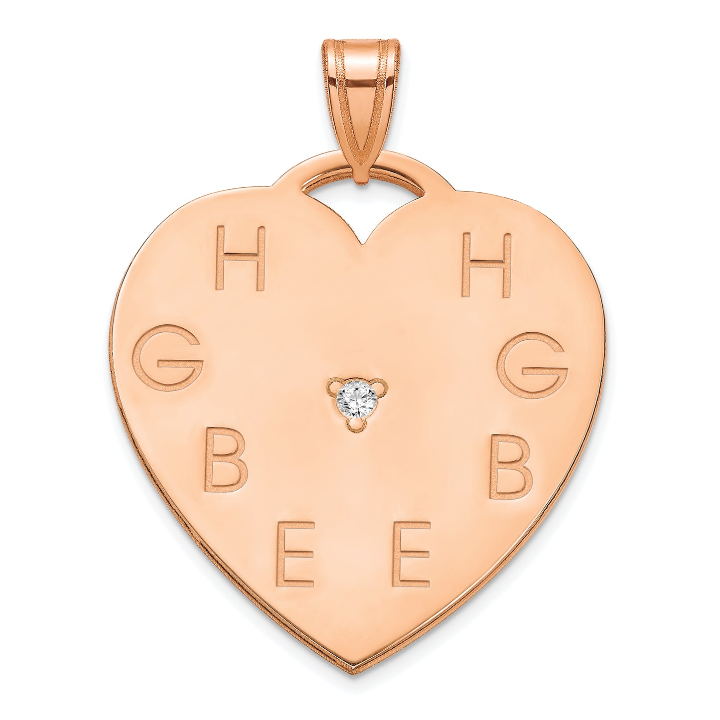 Sterling Silver Rose Gold Plated Polished 8 Letter Charm with Diamond