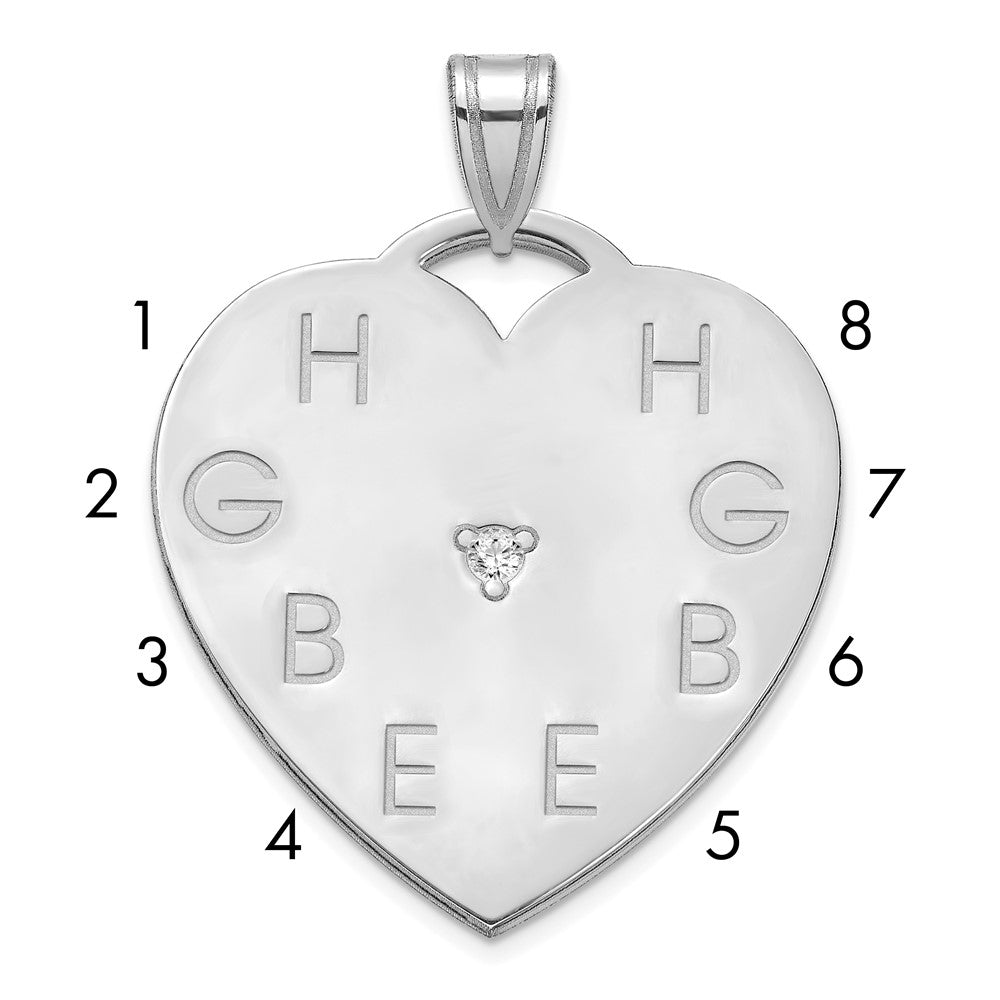 Sterling Silver Polished 8 Letter Charm with Diamond