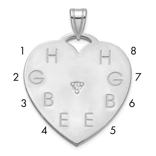 Sterling Silver Polished 8 Letter Charm with Diamond