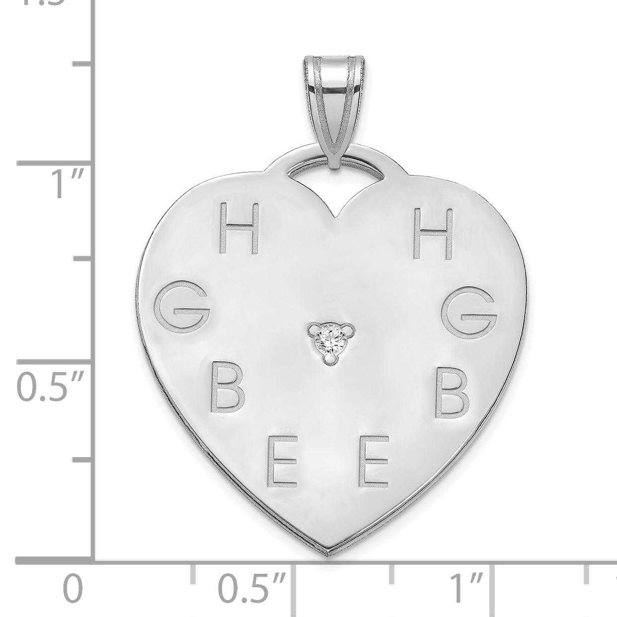 Sterling Silver Polished 8 Letter Charm with Diamond