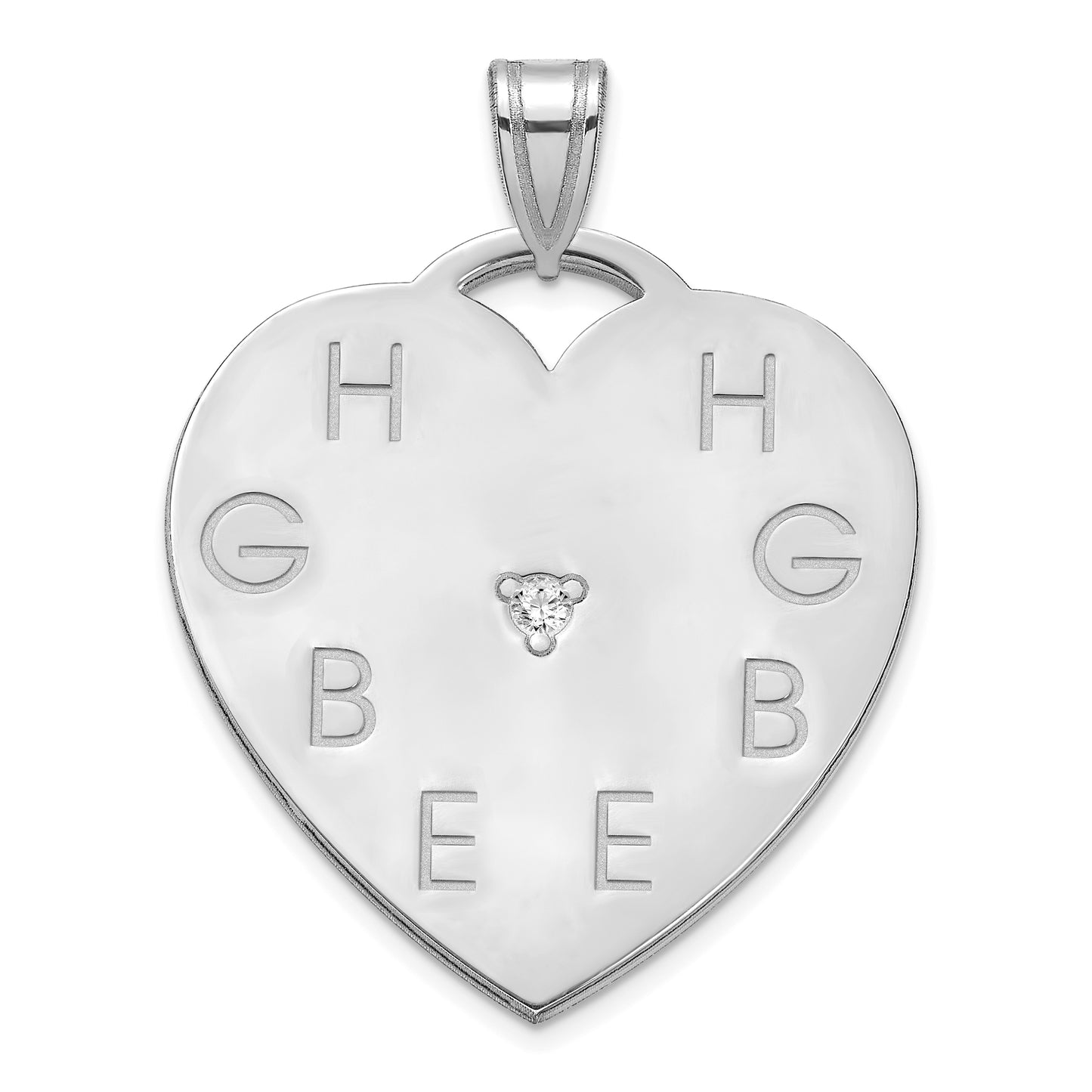 Sterling Silver Polished 8 Letter Charm with Diamond