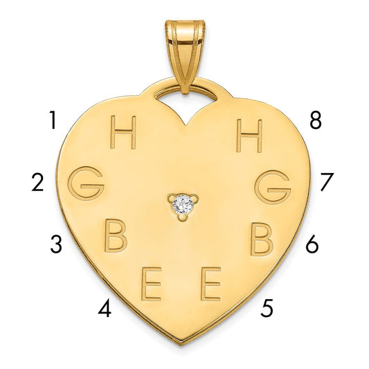 14K Yellow Gold Polished 8 Letter Charm with Diamond