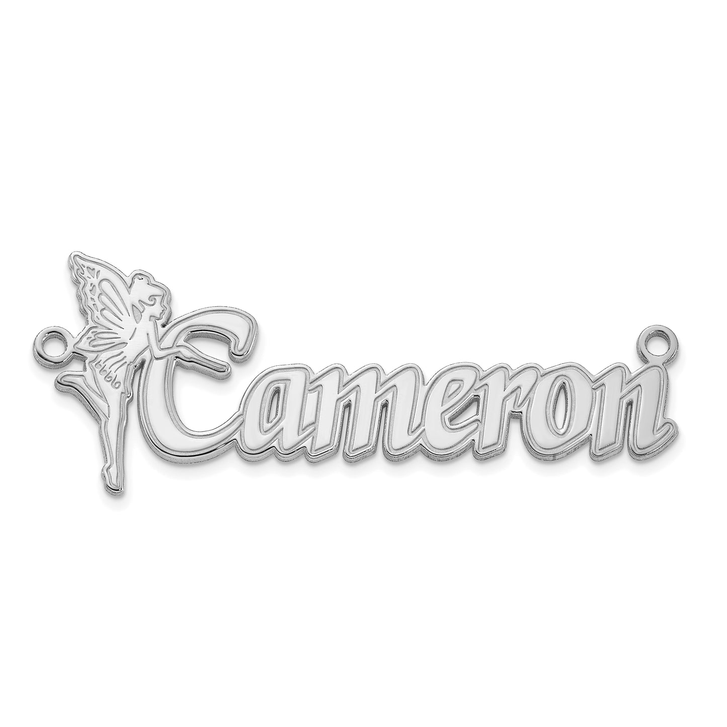 14k Polished White Gold Fairy Name Plate