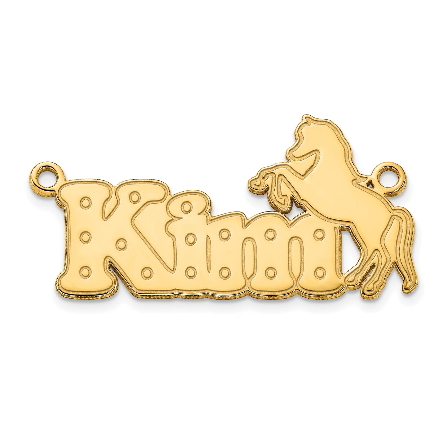 Sterling Silver Polished Gold Plated Horse Name Plate