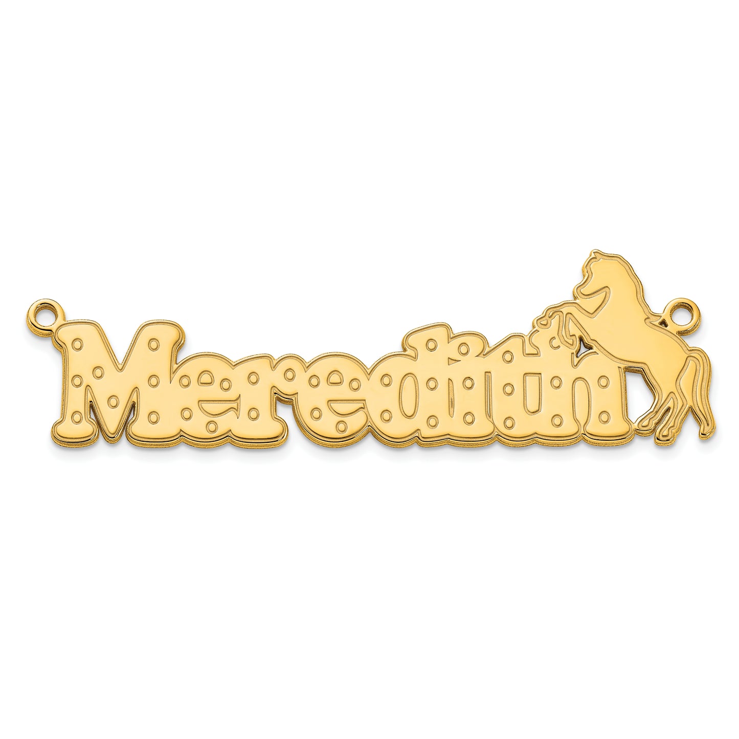 Sterling Silver Polished Gold Plated Horse Name Plate