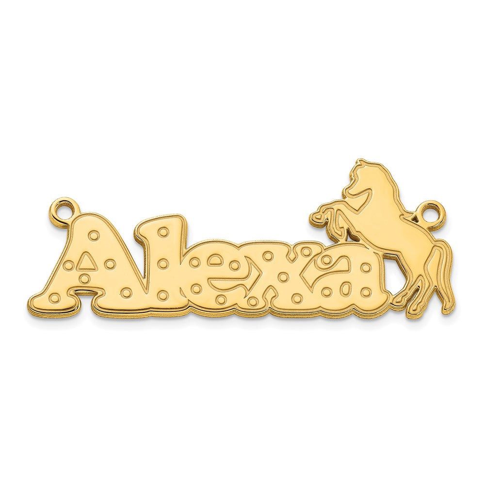 Sterling Silver Polished Gold Plated Horse Name Plate
