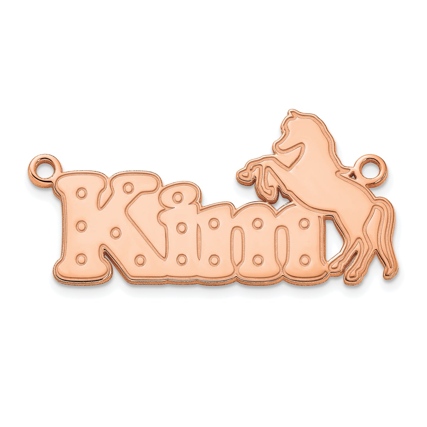 Sterling Silver Polished Rose Gold Plated Horse Name Plate