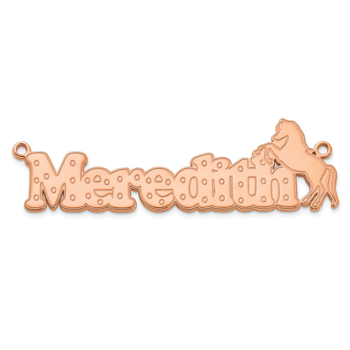 Sterling Silver Polished Rose Gold Plated Horse Name Plate