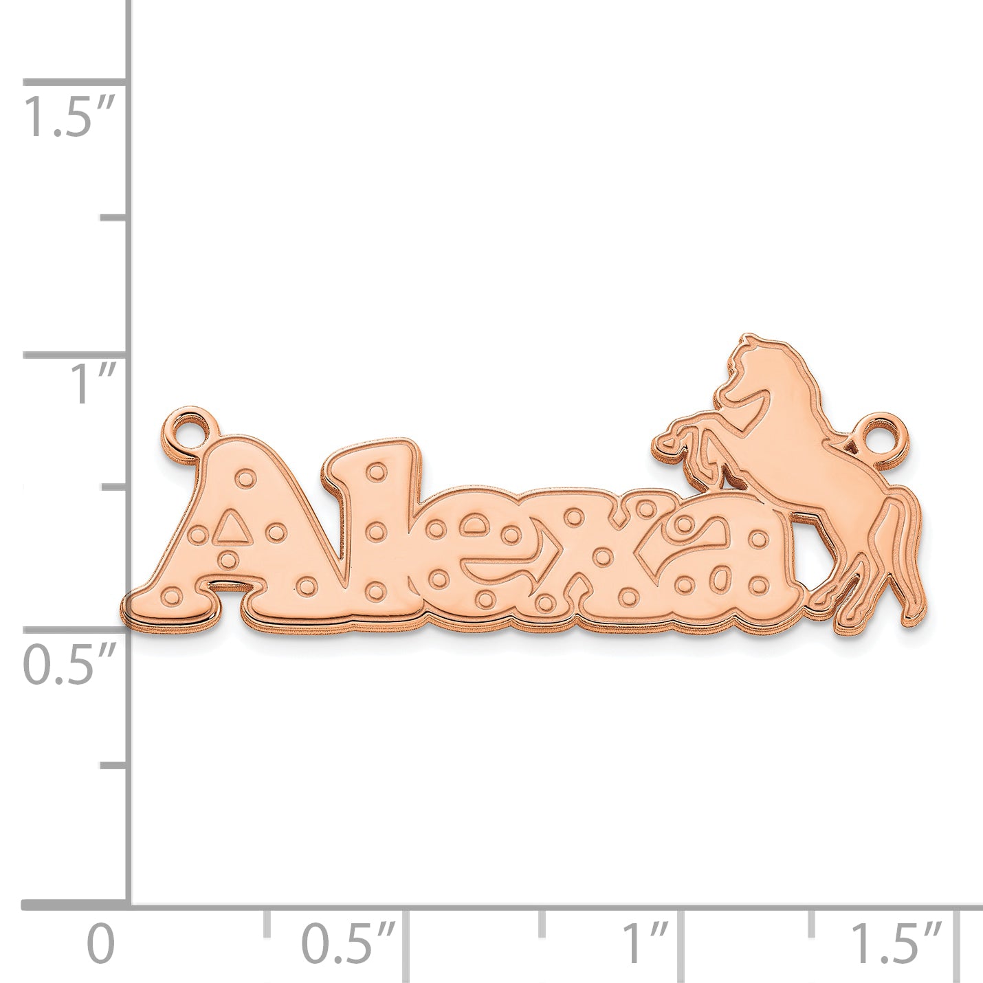 Sterling Silver Polished Rose Gold Plated Horse Name Plate