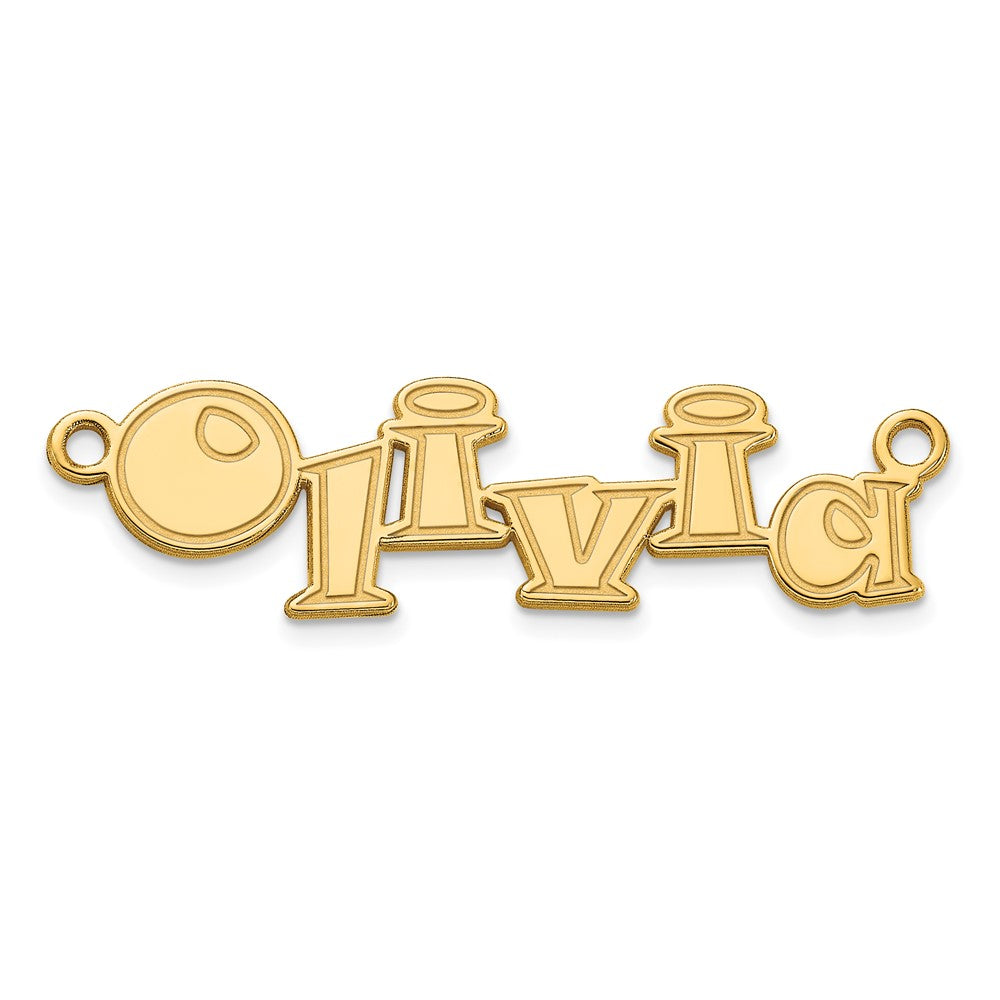 Sterling Silver Polished Gold Plated Snap ITC Font Name Plate