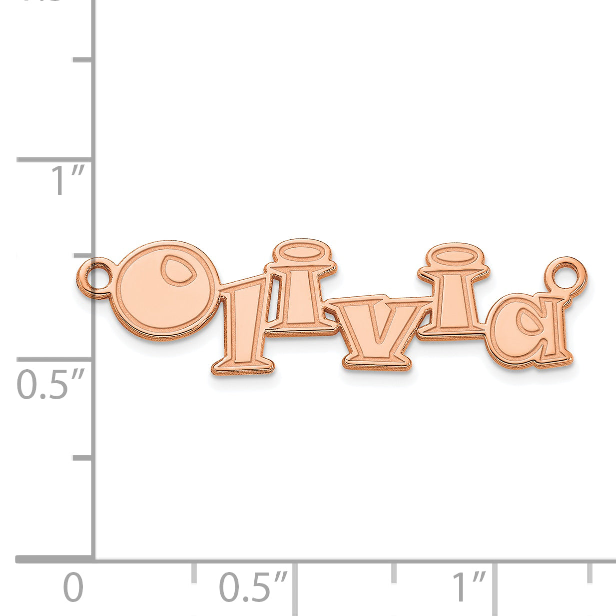 Sterling Silver Polished Rose Gold Plated Snap ITC Font Name Plate