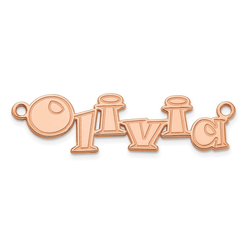 Sterling Silver Polished Rose Gold Plated Snap ITC Font Name Plate