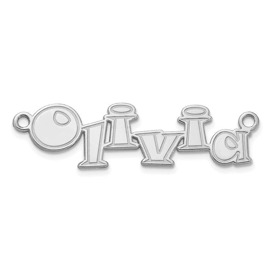 14k Polished White Gold Snap ITC Font Name Plate