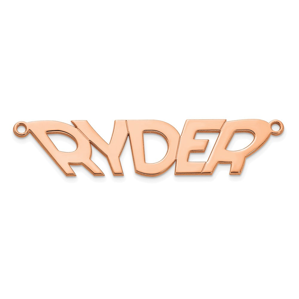 Sterling Silver Polished Rose Gold Plated VinnieBoombah Font Name Plate