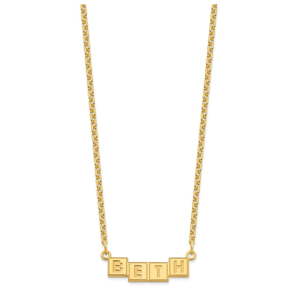 Sterling Silver Or Gold Plated Polished Silk Screen Font Letter Bar Name Plate