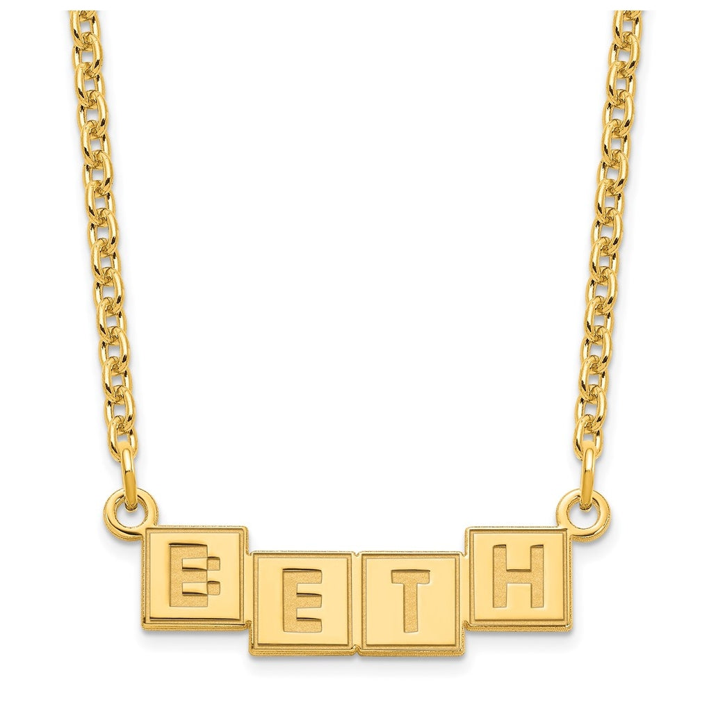 Sterling Silver Or Gold Plated Polished Silk Screen Font Letter Bar Name Plate