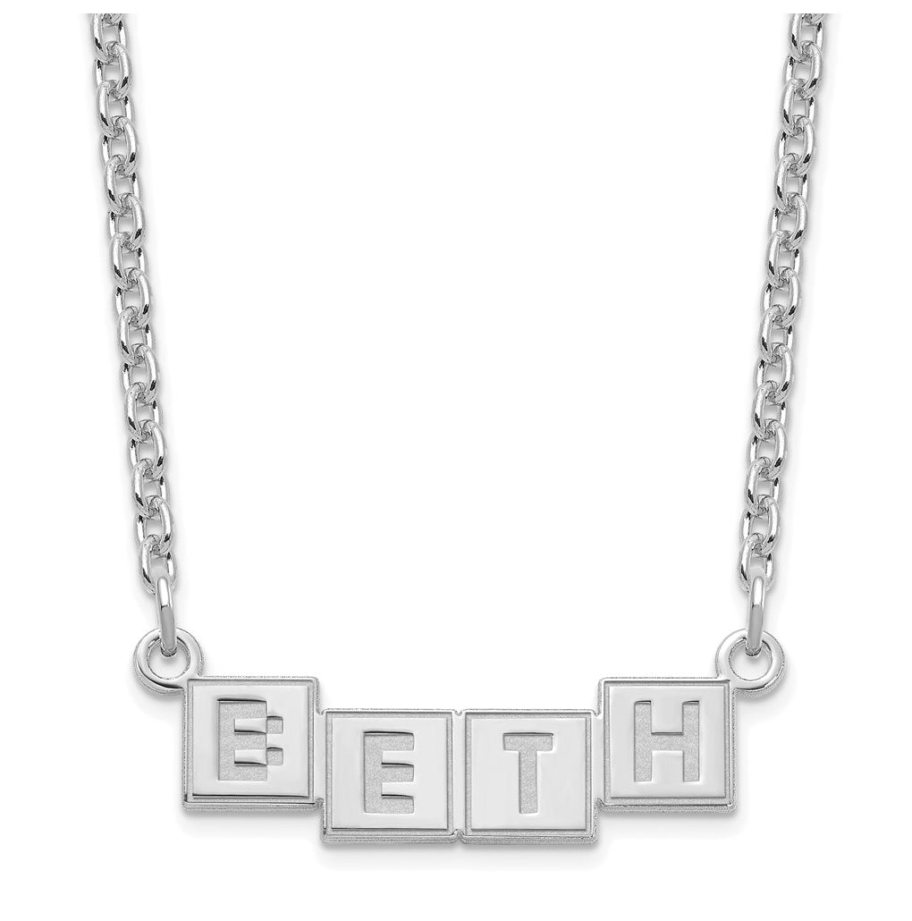 Sterling Silver Or Gold Plated Polished Silk Screen Font Letter Bar Name Plate
