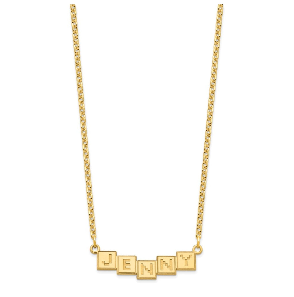 Sterling Silver Or Gold Plated Polished Silk Screen Font Letter Bar Name Plate