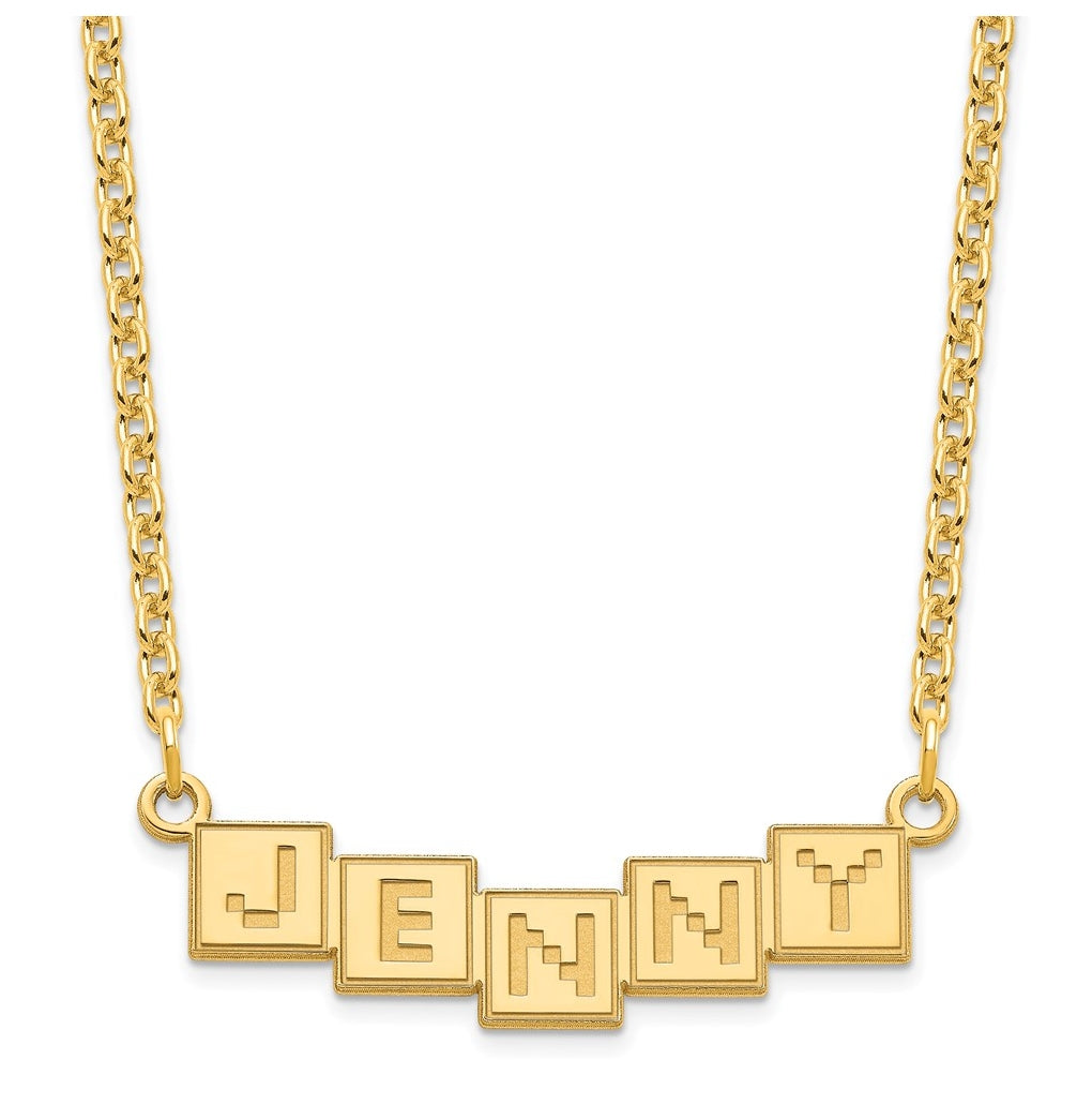 Sterling Silver Or Gold Plated Polished Silk Screen Font Letter Bar Name Plate