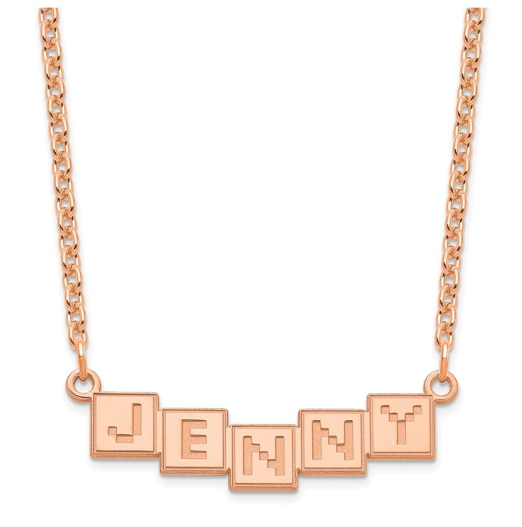 Sterling Silver Or Gold Plated Polished Silk Screen Font Letter Bar Name Plate