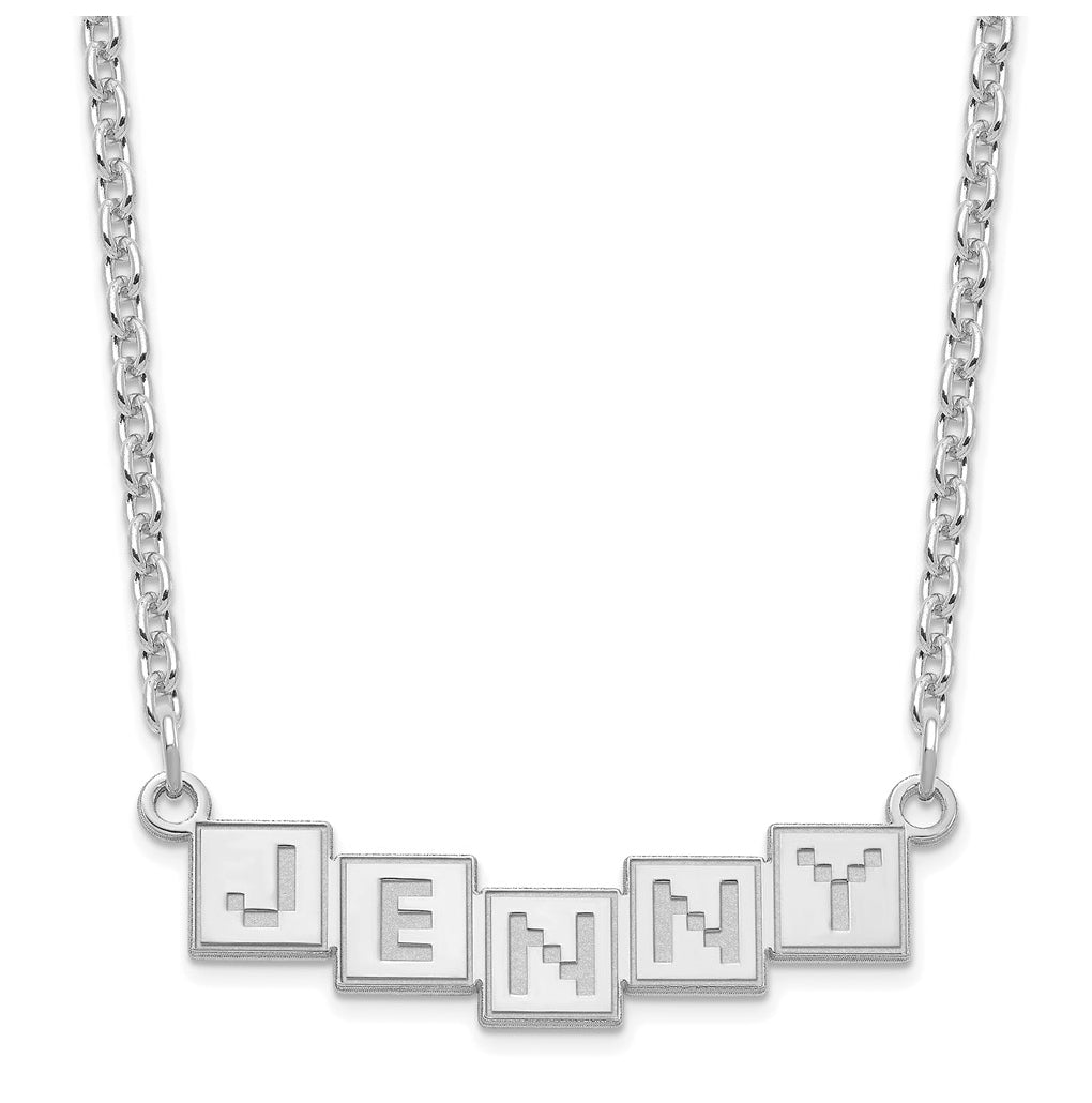 Sterling Silver Or Gold Plated Polished Silk Screen Font Letter Bar Name Plate