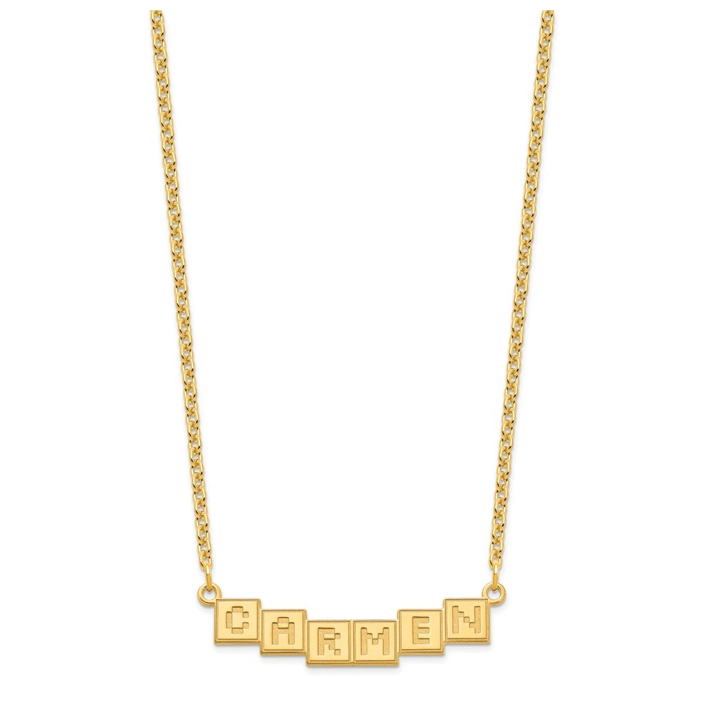 Sterling Silver Or Gold Plated Polished Silk Screen Font Letter Bar Name Plate