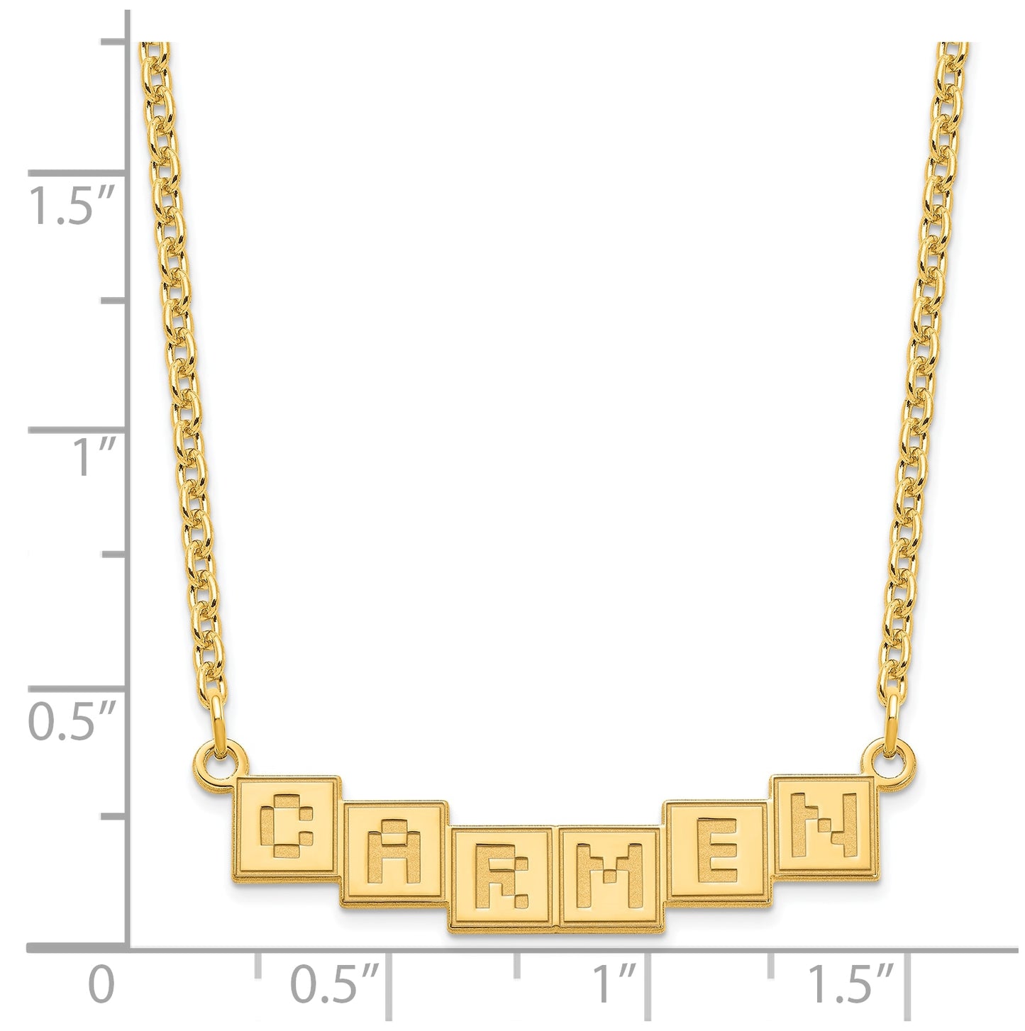 Sterling Silver Or Gold Plated Polished Silk Screen Font Letter Bar Name Plate