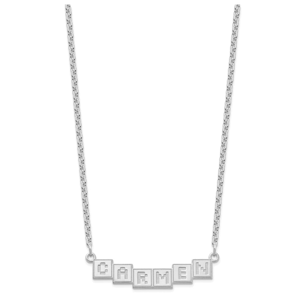 Sterling Silver Or Gold Plated Polished Silk Screen Font Letter Bar Name Plate