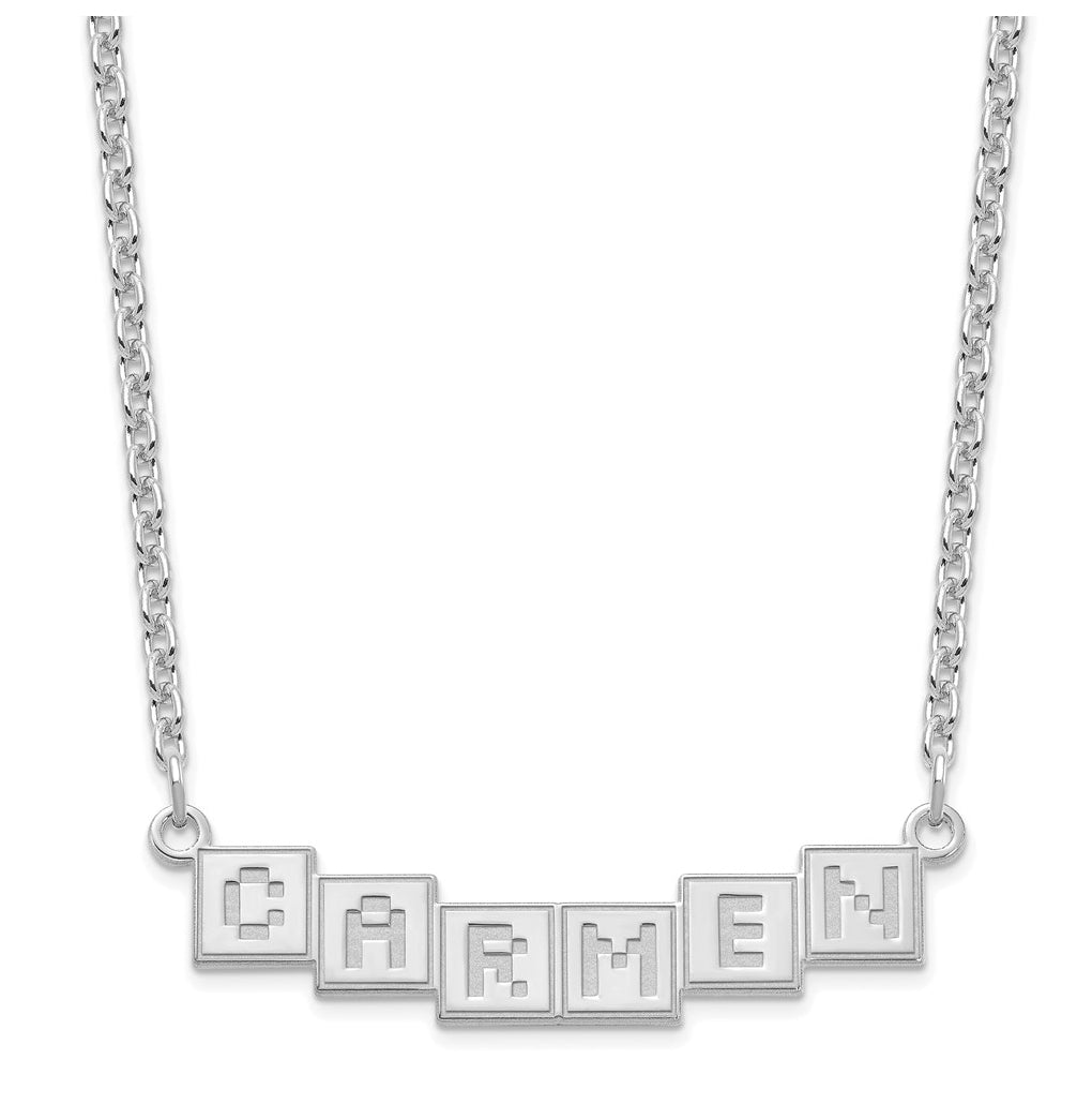 Sterling Silver Or Gold Plated Polished Silk Screen Font Letter Bar Name Plate