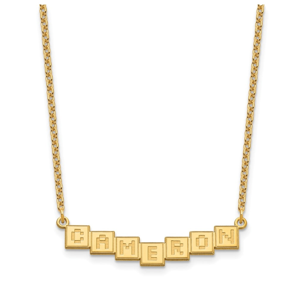 Sterling Silver Or Gold Plated Polished Silk Screen Font Letter Bar Name Plate