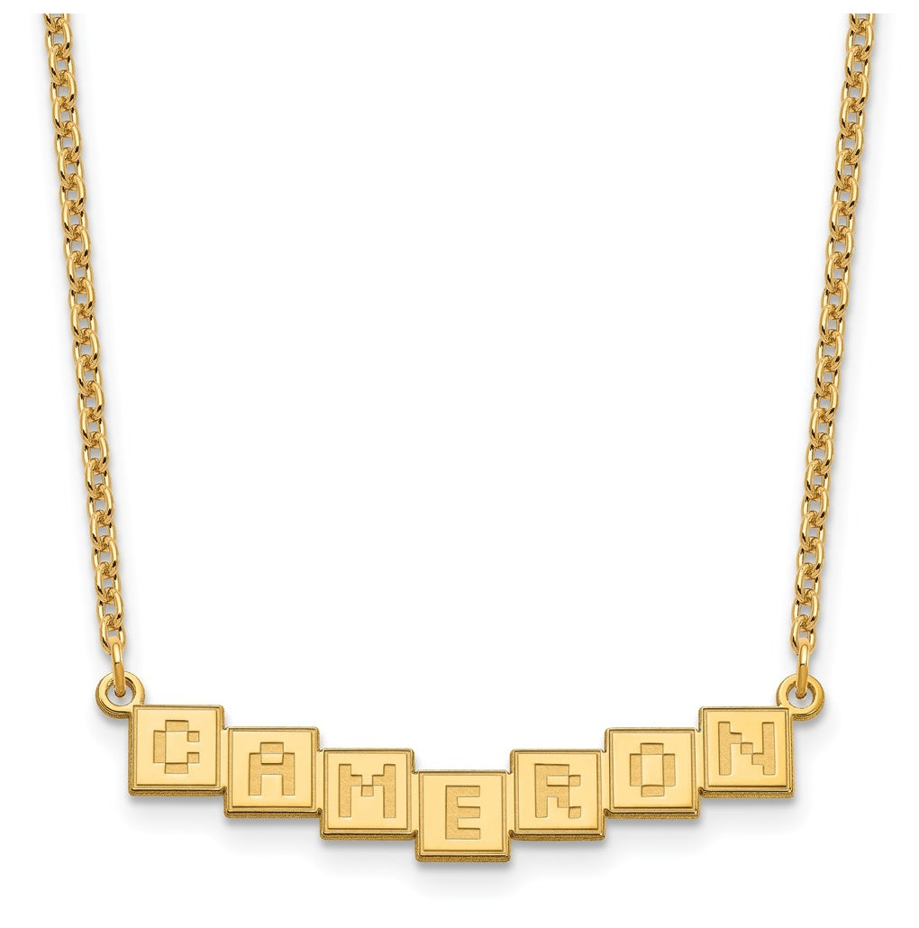 Sterling Silver Or Gold Plated Polished Silk Screen Font Letter Bar Name Plate