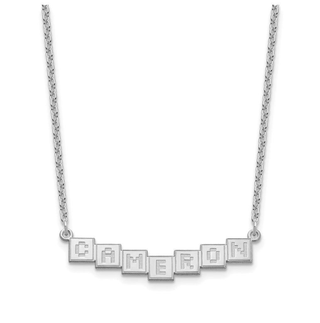 Sterling Silver Or Gold Plated Polished Silk Screen Font Letter Bar Name Plate