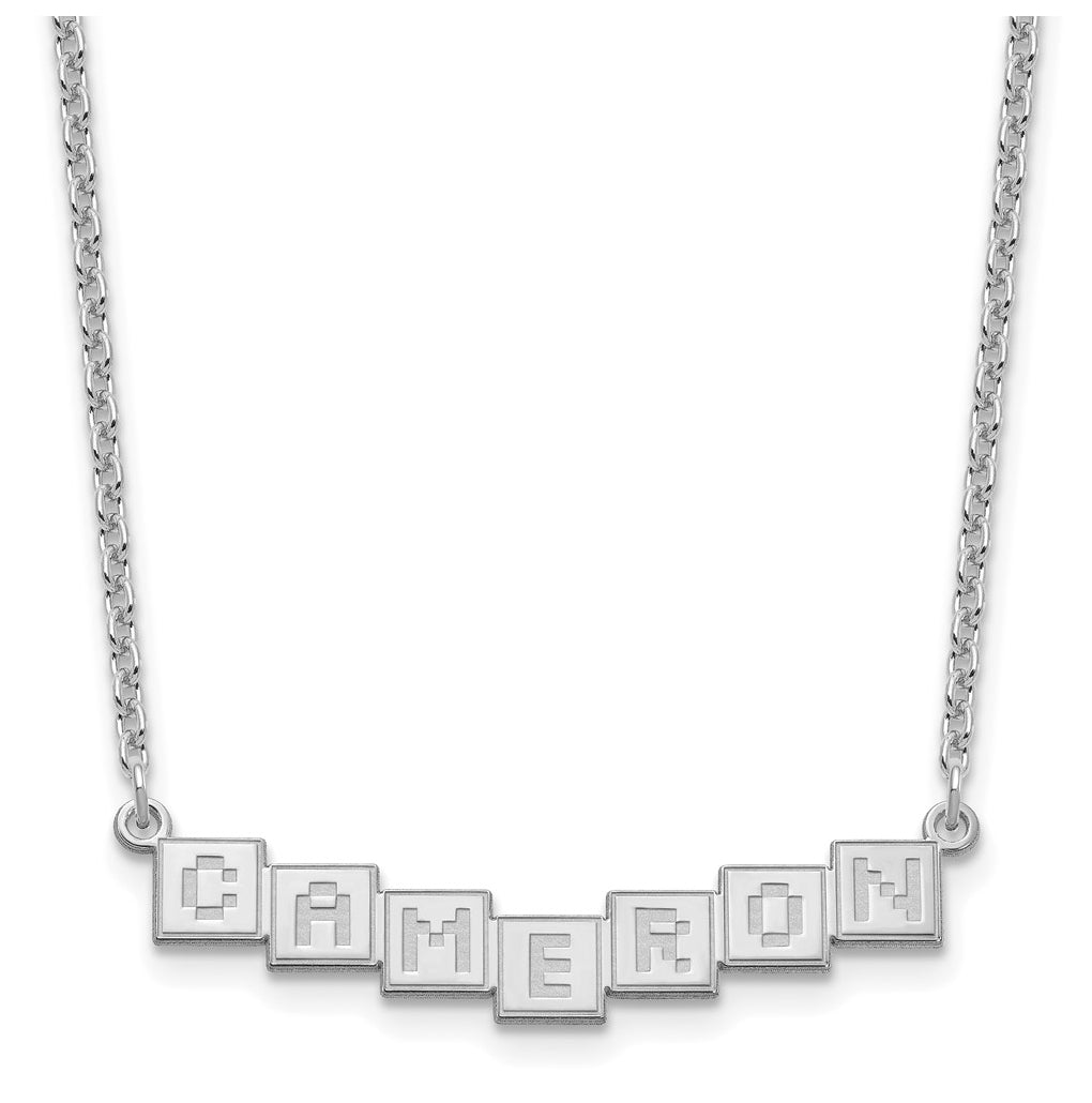 Sterling Silver Or Gold Plated Polished Silk Screen Font Letter Bar Name Plate