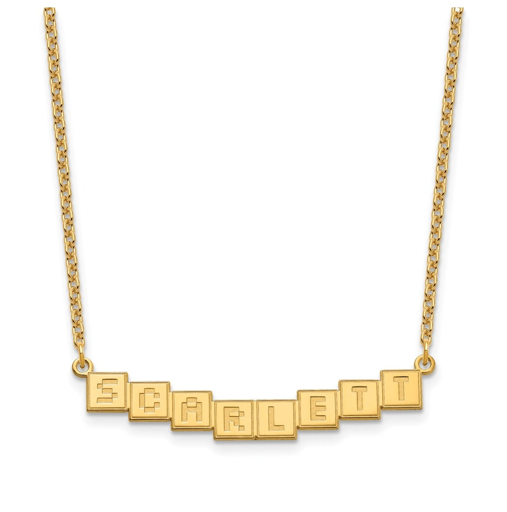 Sterling Silver Or Gold Plated Polished Silk Screen Font Letter Bar Name Plate