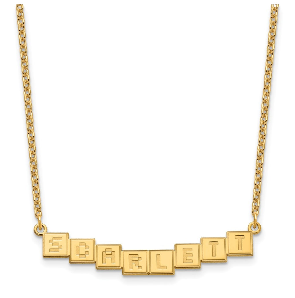Sterling Silver Or Gold Plated Polished Silk Screen Font Letter Bar Name Plate
