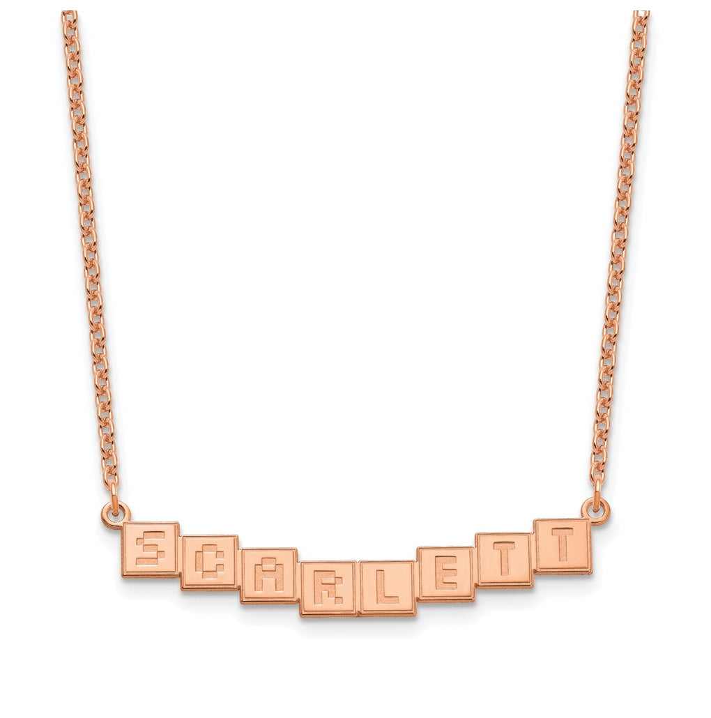Sterling Silver Or Gold Plated Polished Silk Screen Font Letter Bar Name Plate