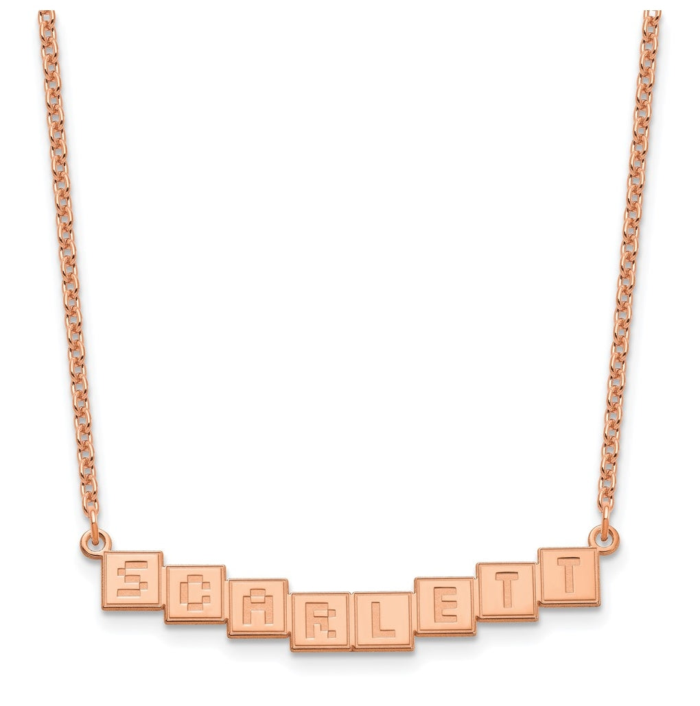 Sterling Silver Or Gold Plated Polished Silk Screen Font Letter Bar Name Plate