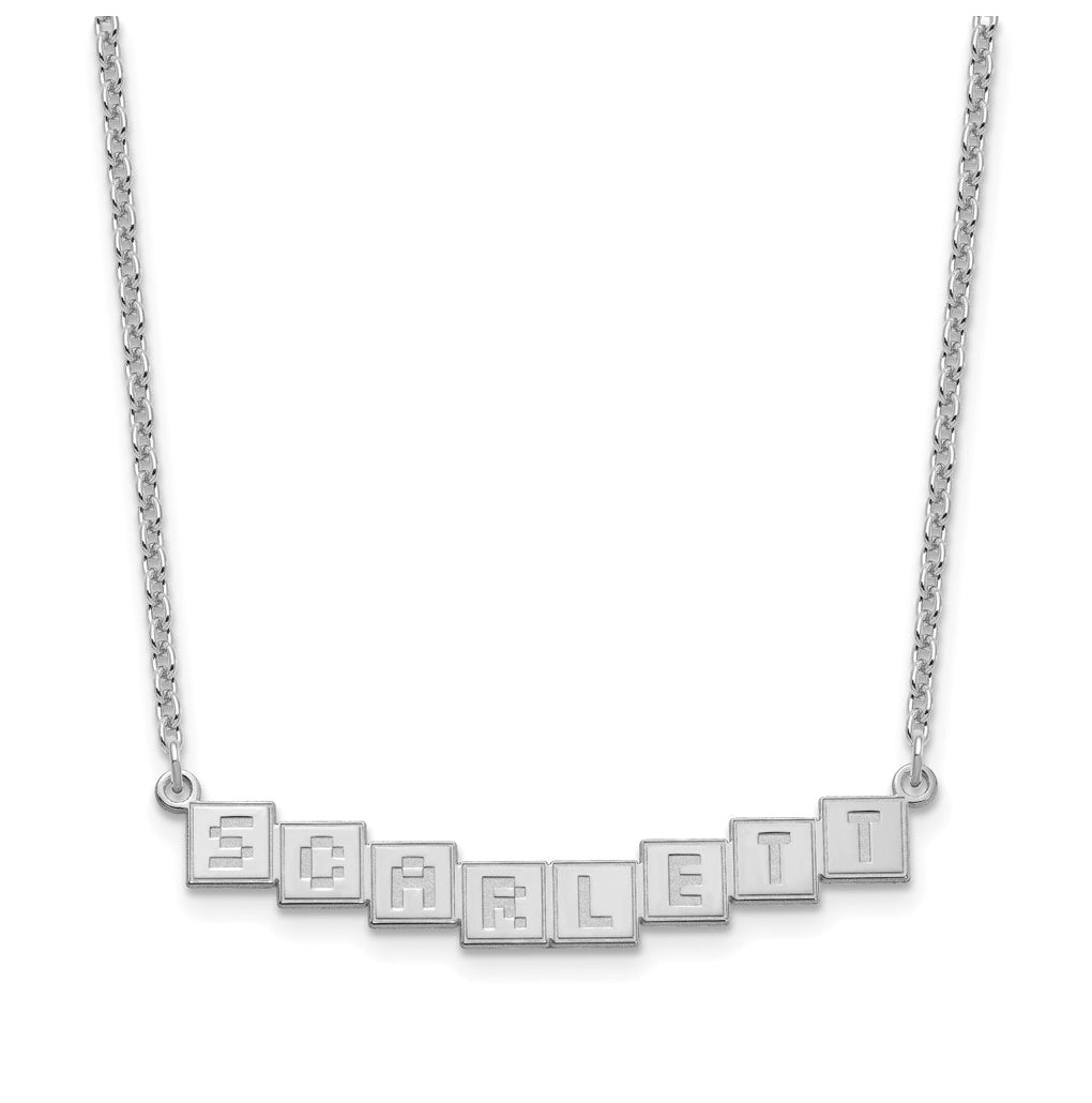 Sterling Silver Or Gold Plated Polished Silk Screen Font Letter Bar Name Plate