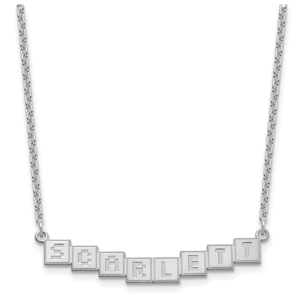 Sterling Silver Or Gold Plated Polished Silk Screen Font Letter Bar Name Plate