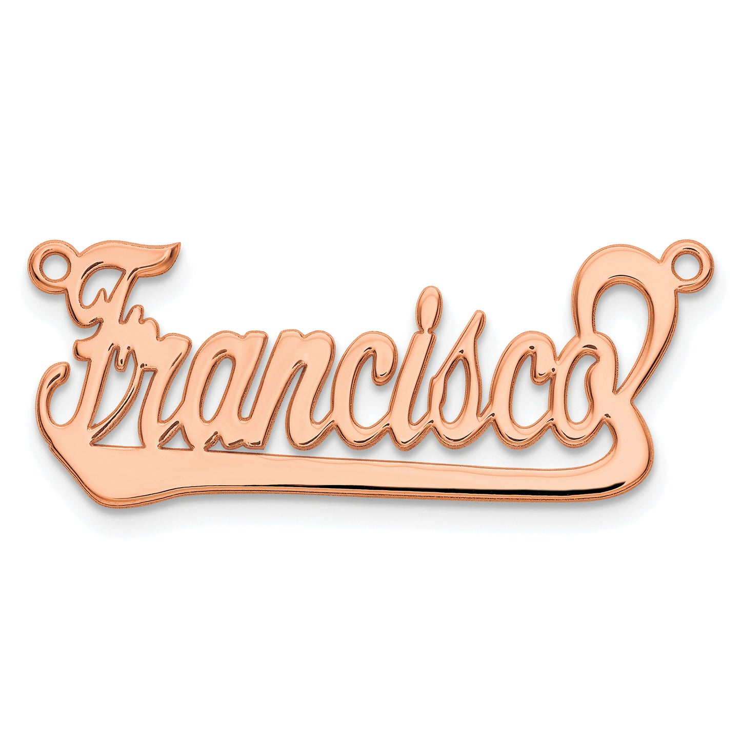 Sterling Silver Rose Gold plated Polished Name Plate
