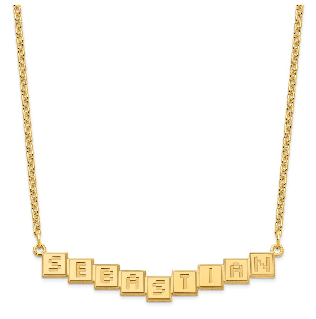 Sterling Silver Or Gold Plated Polished Silk Screen Font Letter Bar Name Plate
