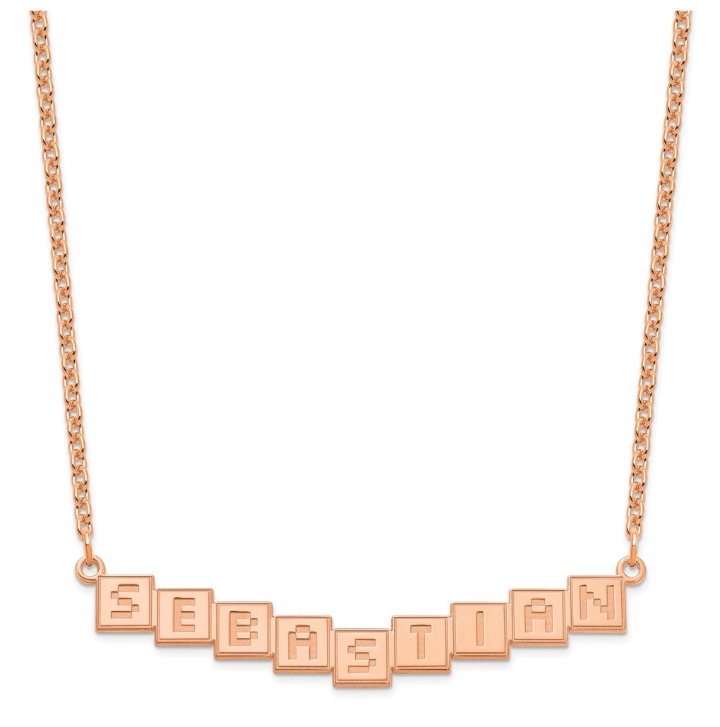 Sterling Silver Or Gold Plated Polished Silk Screen Font Letter Bar Name Plate