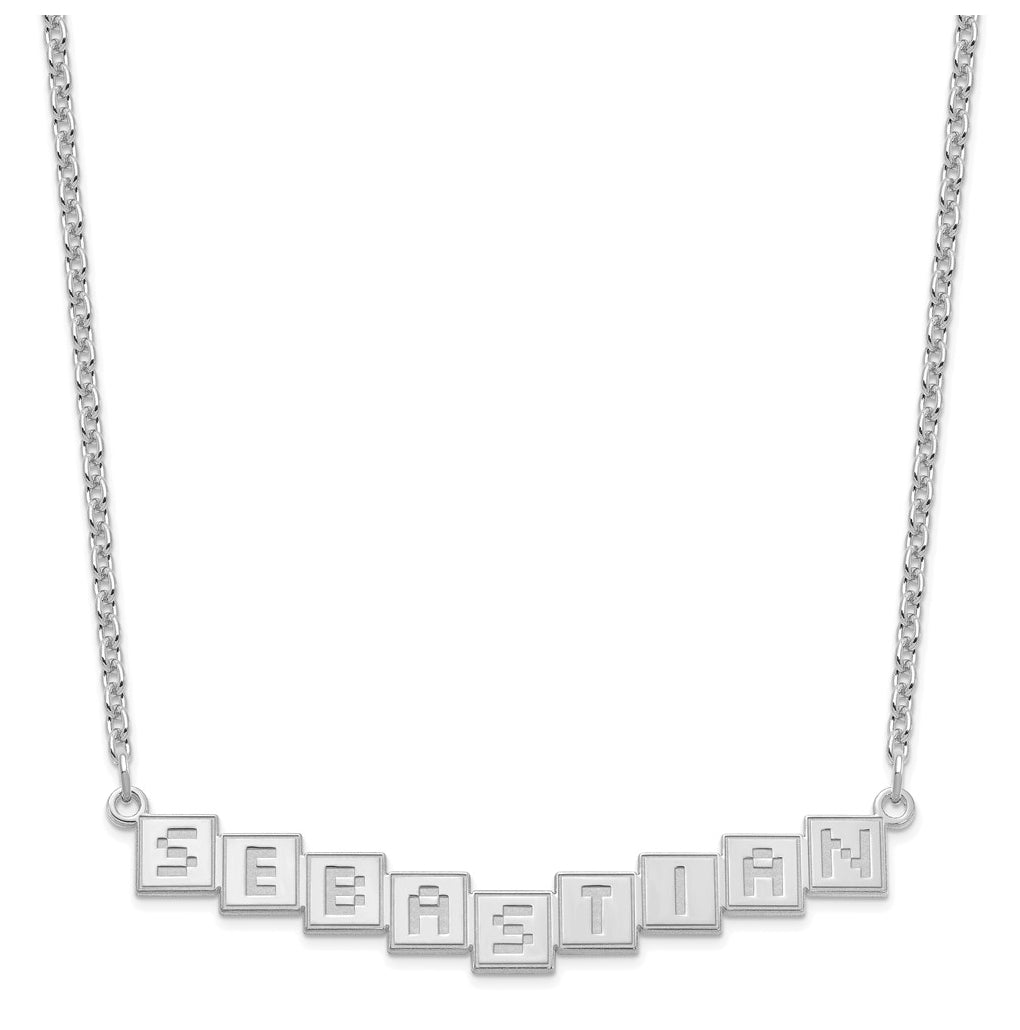 Sterling Silver Or Gold Plated Polished Silk Screen Font Letter Bar Name Plate