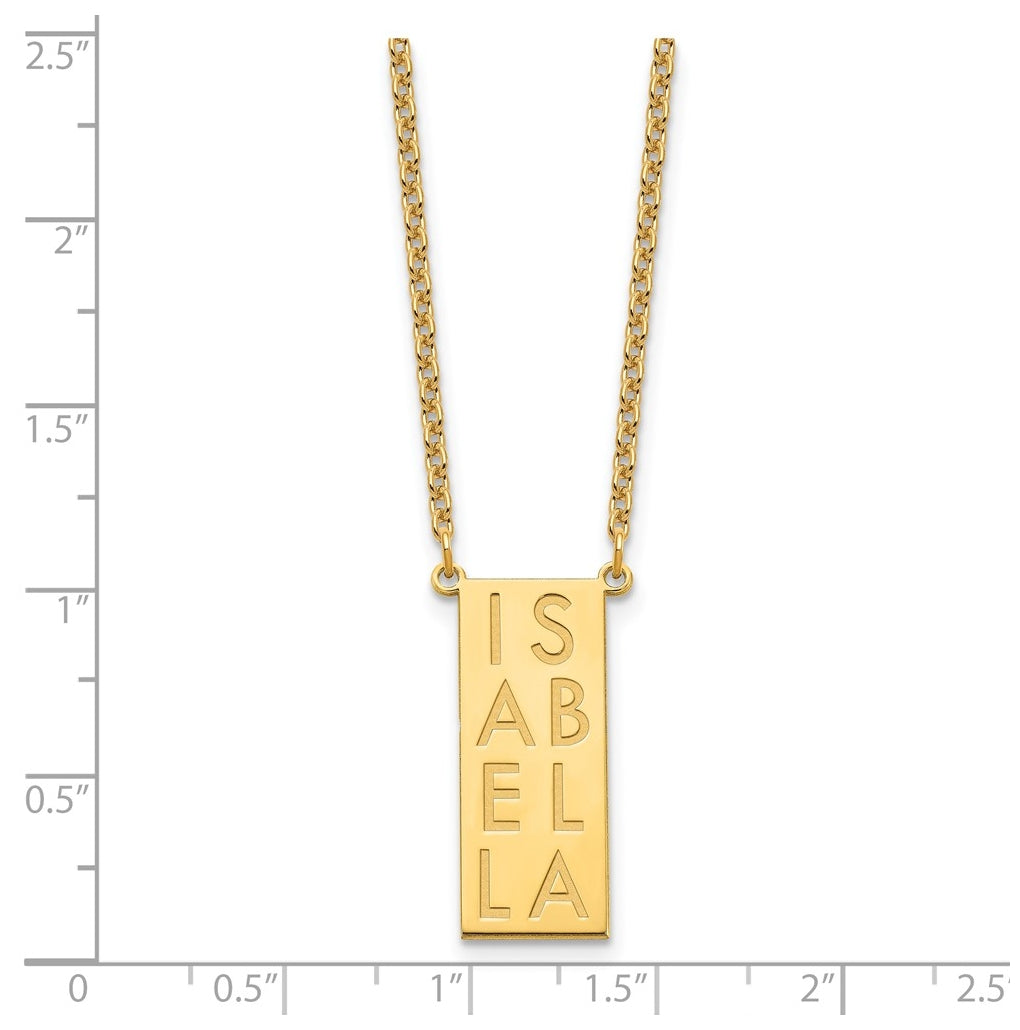 Sterling Silver Or Gold Plated Vertical Letter Polished Bar Charm